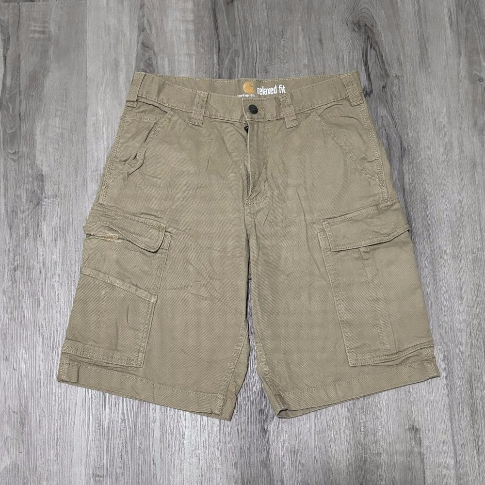 Carhartt Rugged Flex Relaxed Rigby Canvas Cargo Work Shorts 30 Khaki 103542